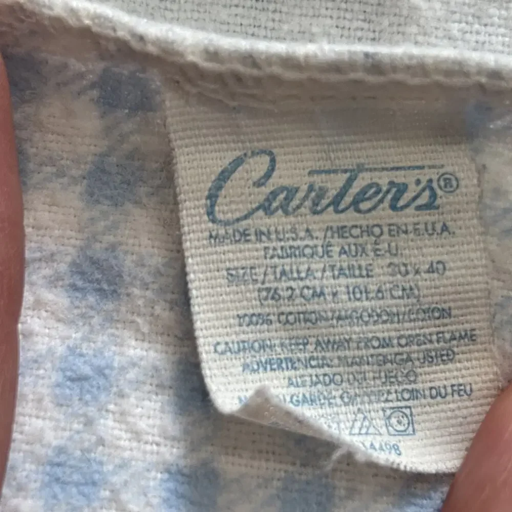 vintage carters hospital receiving Blankets Stars Blue Checkered READ STAINS - Picture 2 of 12